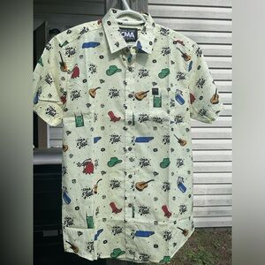 Men's Short Sleeve Button Down Shirt Yellow CMA Size M